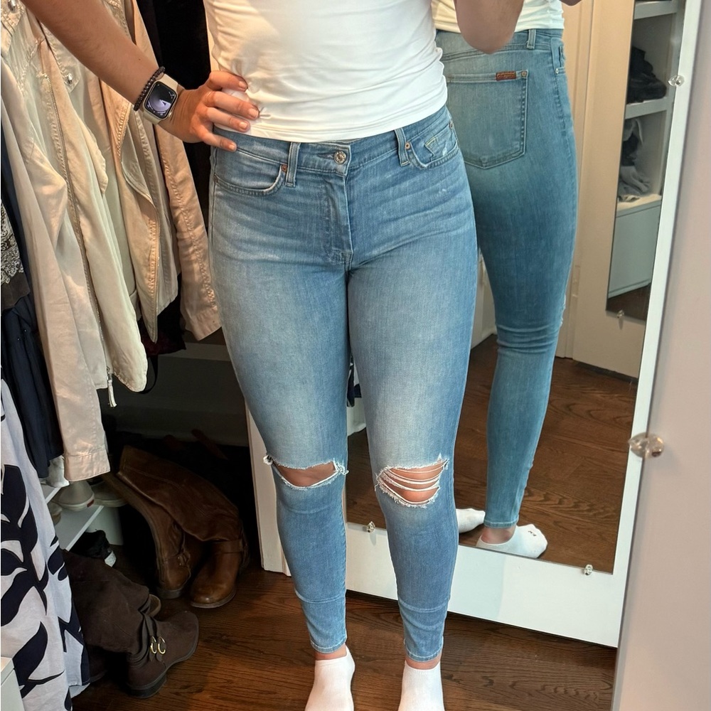 7 For All Mankind Light Blue Distressed Jeans